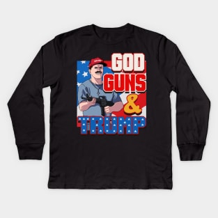 God Guns and Trump Proud American Kids Long Sleeve T-Shirt